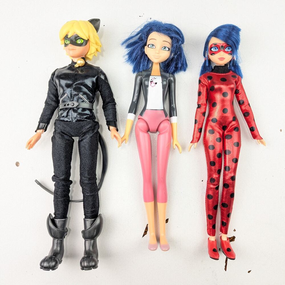 Miraculous Ladybug and Cat Noir Dolls - All 3 Included